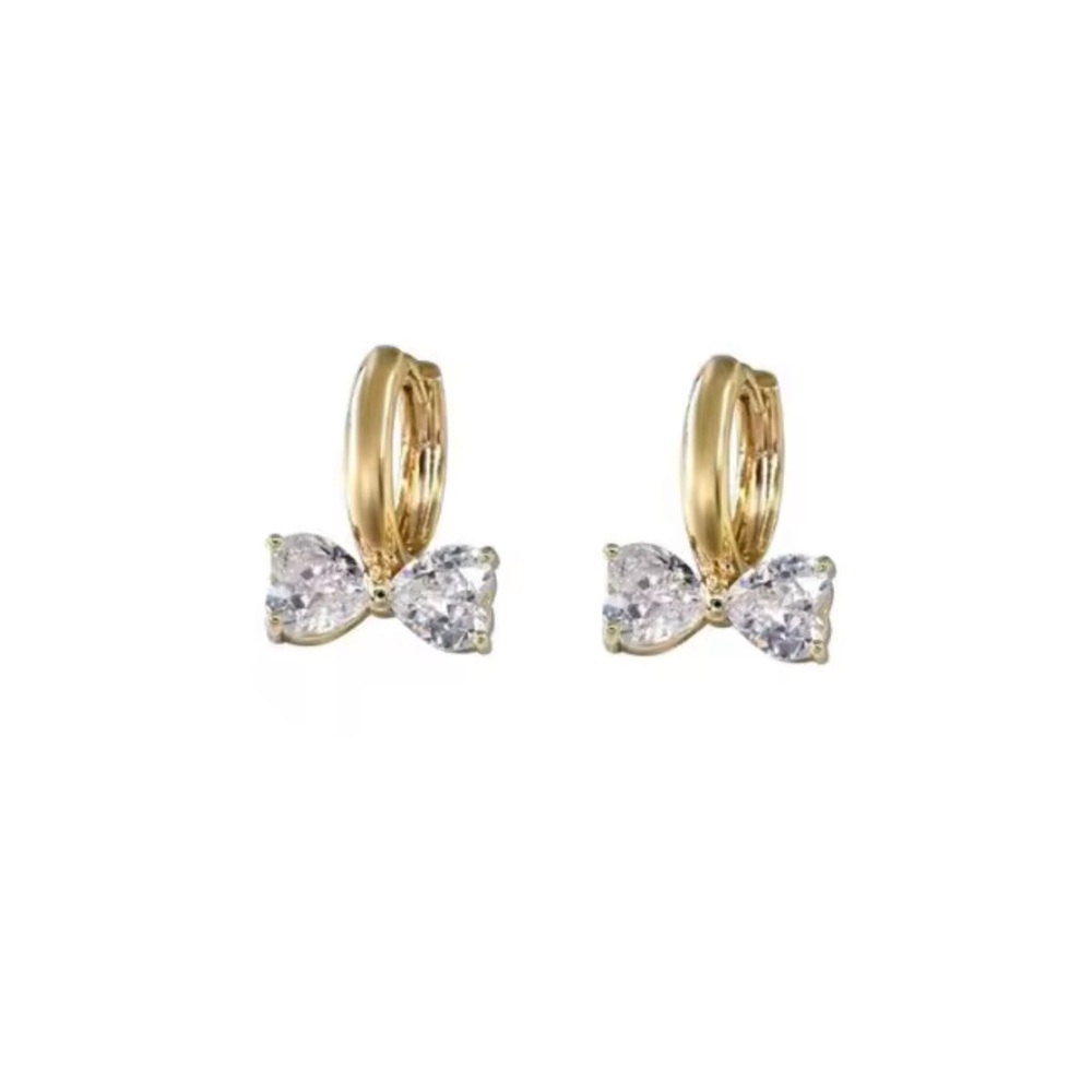 Gold Hoop Earrings with Bow Design